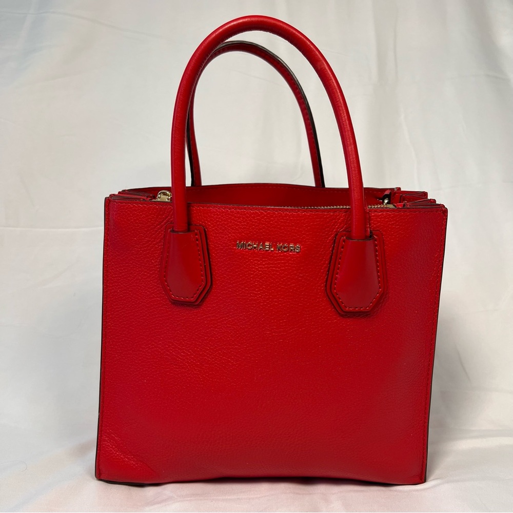 Michael Kors Bright Red Leather Tote HangBag Purse